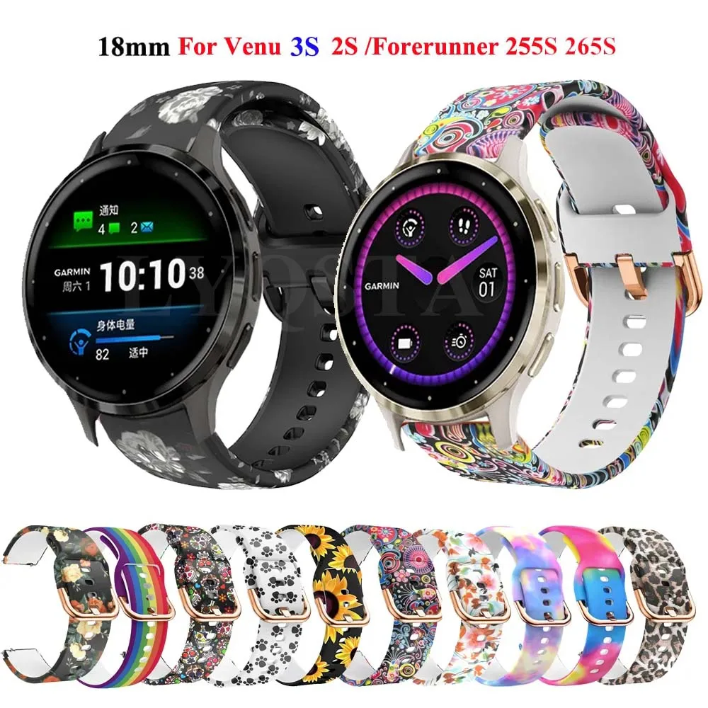 Gorąca silikonowy pasek do zegarka 18MM dla Garmin Venu 3S 2S/Move 3S/Active S/Vivoactive 4S 3S/prekursor 255S 265S pasek do smarwatcha