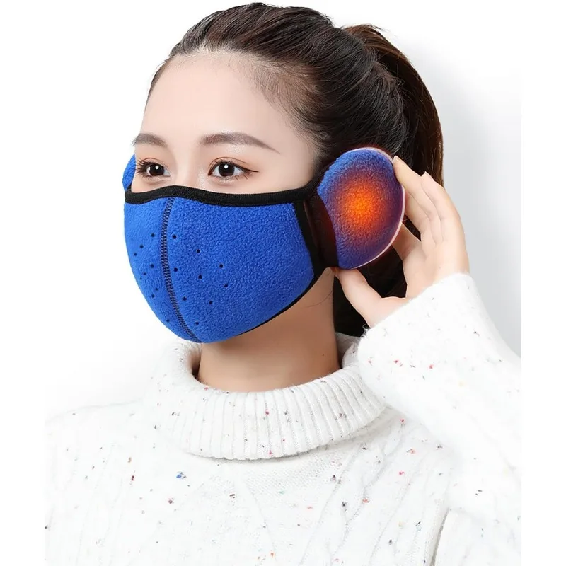 Winter Unisex Breathable Holes Mask Cold-Proof Thermal Mask Earmuffs 2in1 Wrap Band Ear Warmer Outdoor Riding Keep Warm Ear Muff