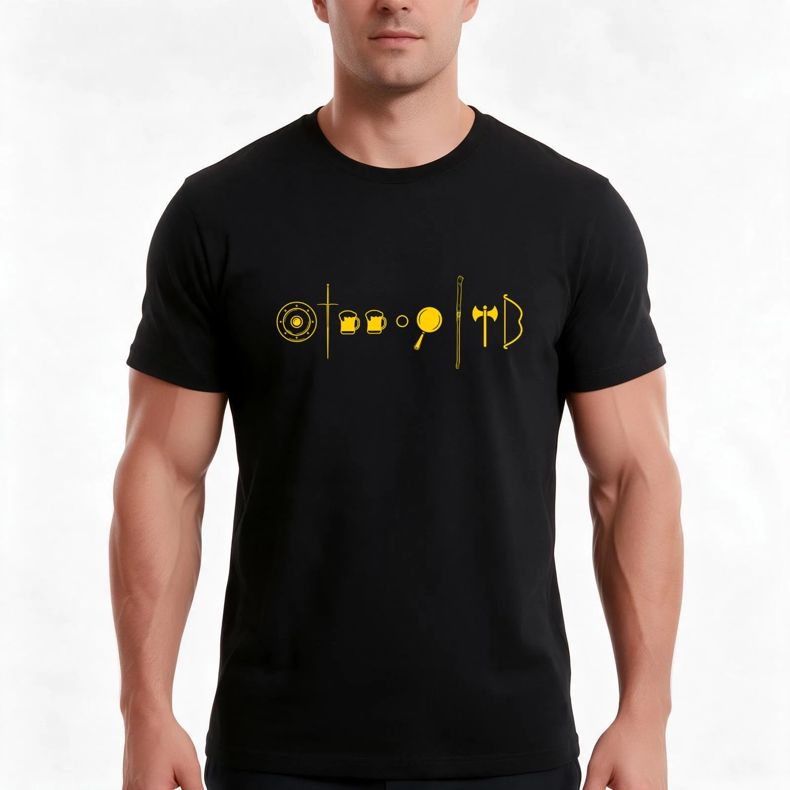 The Fellowship - Gold - Fantasy T-Shirt, Summer Casual Cotton Tee, Oversized Streetwear Tops, Vintage Graphic Print, 100% Cotton