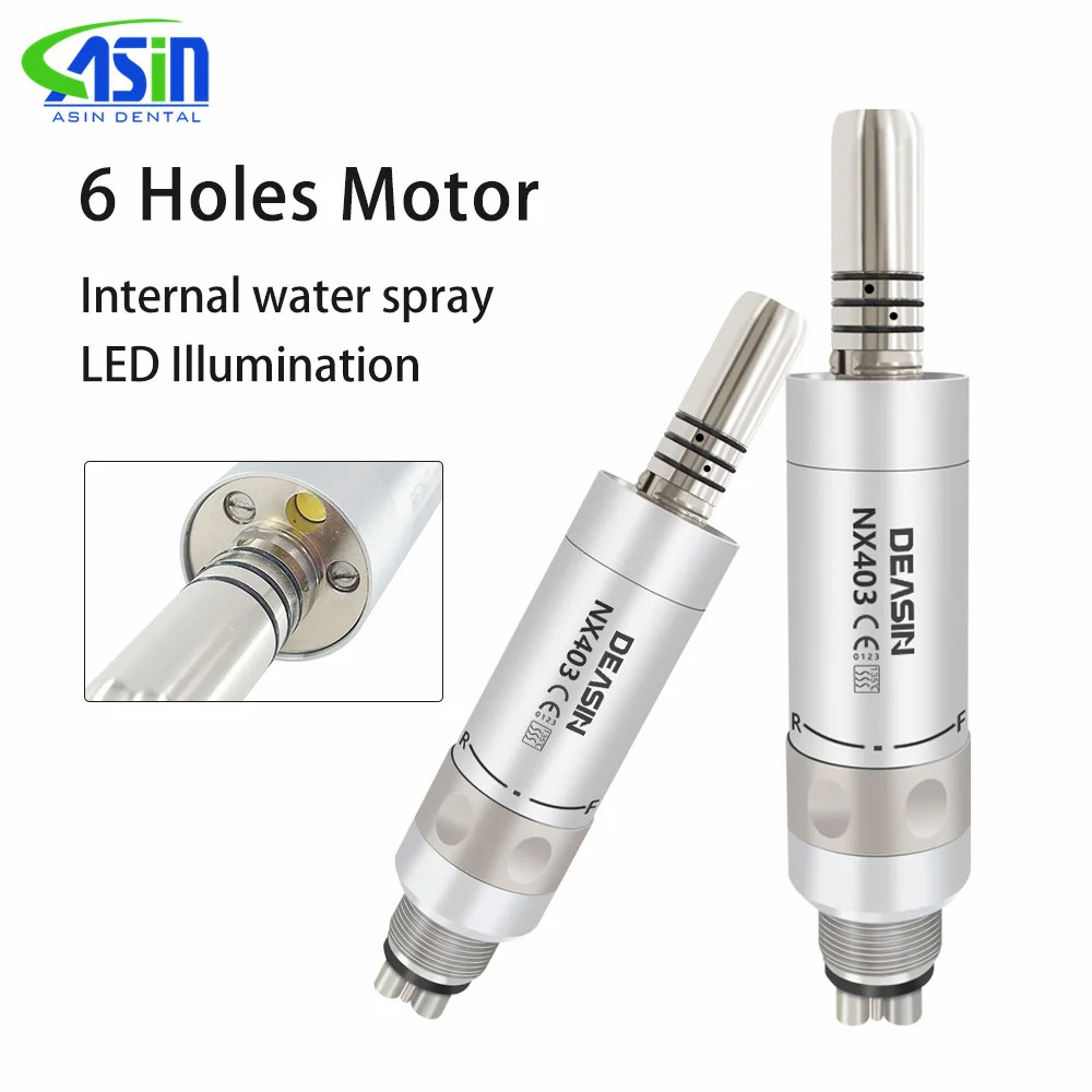 Dental Air Motor 6 Holes Motor For Low Speed Handpiece Internal water spray LED Illumination with E type Dentistry Tool