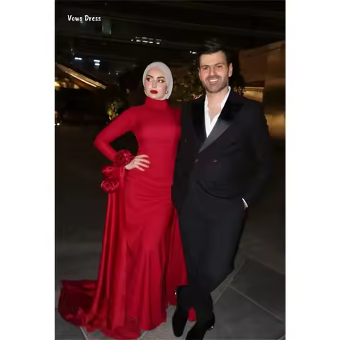 Vows Round Collar Evening Dresses D/party Red Custom Made Line A Women's Prom Dress 2025 Ball Gown Dress Elegant Gowns Woman