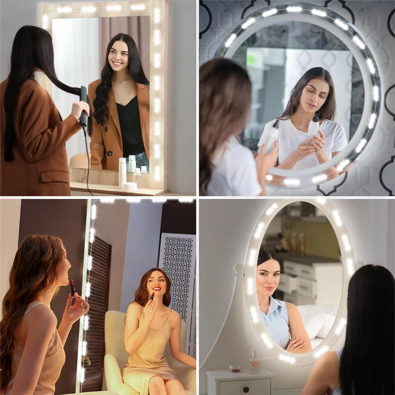 AT13 LED أضواء الغرور للمرآة، أضواء للزينة ماكياج، 20X3 المصابيح USB 5V 3 أضواء مرآة ملونة، مرآة غير متضمنة