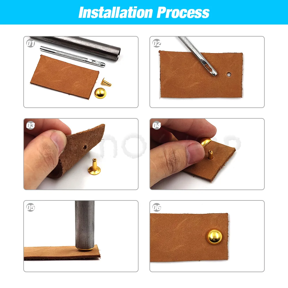 Borchie per rivetti rotondi in metallo Rivetti con cappuccio a cupola con strumenti per borsa artigianale in pelle Cintura Abbigliamento Indumento