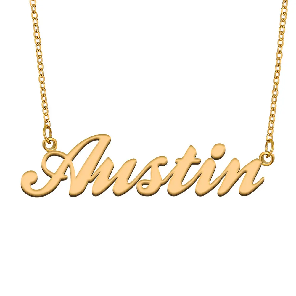 

Austin Name Necklace for Women Stainless Steel Jewelry Gold Plated Nameplate Chain Pendant Femme Mothers Girlfriend Gift