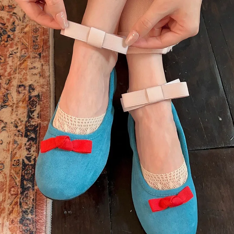 New Designer Socks Women's Summer Thin Cute Bow Lace Socks Ballet Lolita JK Mesh Fishnet Breathable Casual Invisible Short Socks image 4
