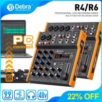 Debra R4/R6 DJ Controller Audio Mixer 99DSP Stereo 6.5 mm Output TypeC Sound Card For Live Mixing PC Recording