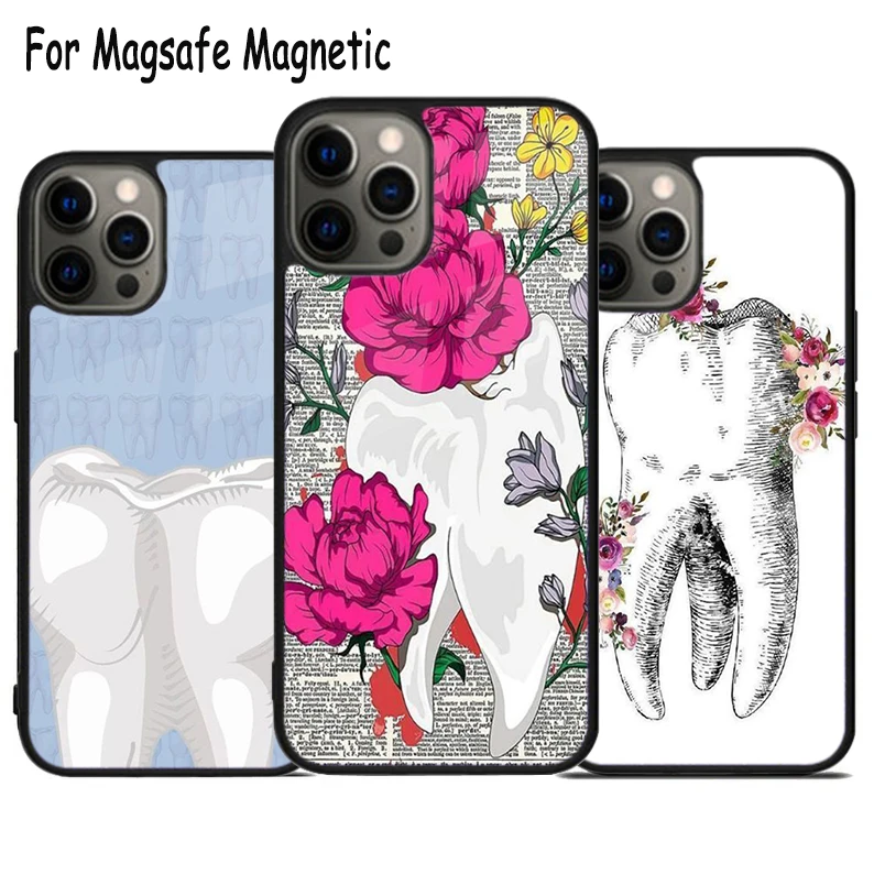 Dental Art Wireless Charge Magsafe Phone Case For iPhone 15 16 14 13 11 12 Pro Max Plus Magnetic Bumper Cover