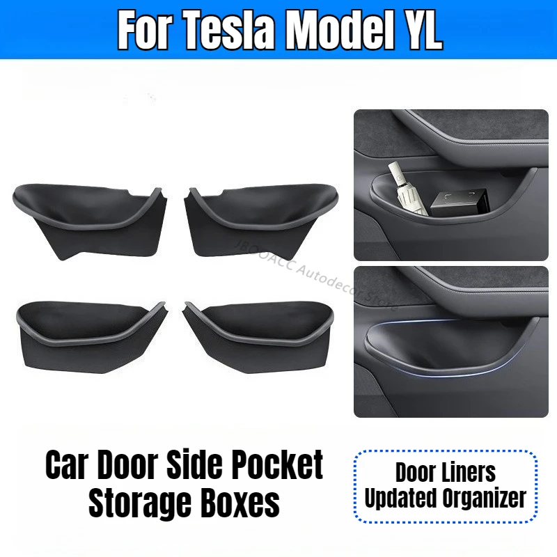 

For Tesla Model YL Refresh Car Door Side Pocket Storage Boxes Door Liners Organizer Door Pocket Organizer Groove Mat Storage Box
