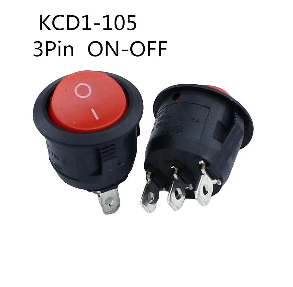 KCD1-2 22mm Durchmesser Kleine Runde Boot Rocker Schalter Schwarz Mini Runde Schwarz Weiß Rot 2 Pin 3Pin AUF-off-schalter KCD1-105