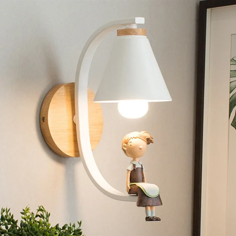 Nordic Home Decor Light Cartoon Boys and Girls Room Wall Lamp Creative Resin Model Wall Lamps for Living Room Bedroom Fixtures