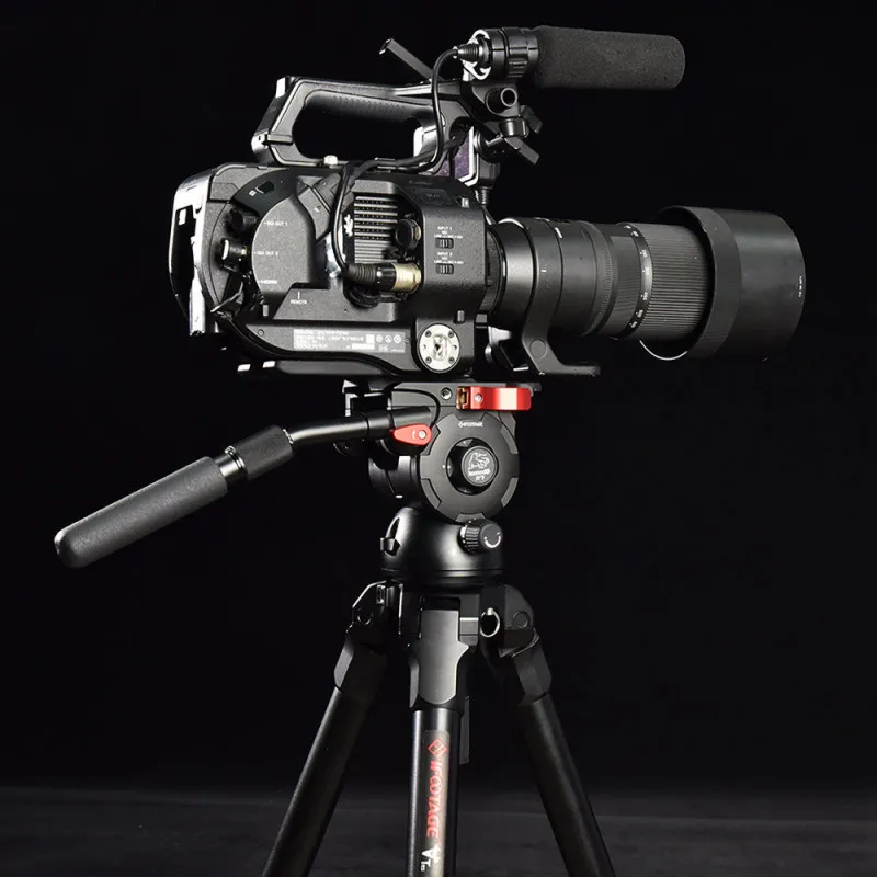 IFOOTAGE K7 Cabeça Panorâmica Tripé Cabeça Hidráulica de Vídeo Líquido Carga Útil 7kg com 1/4 "; e 3/8"; Parafusos Deslizantes Plat Liberação Rápida