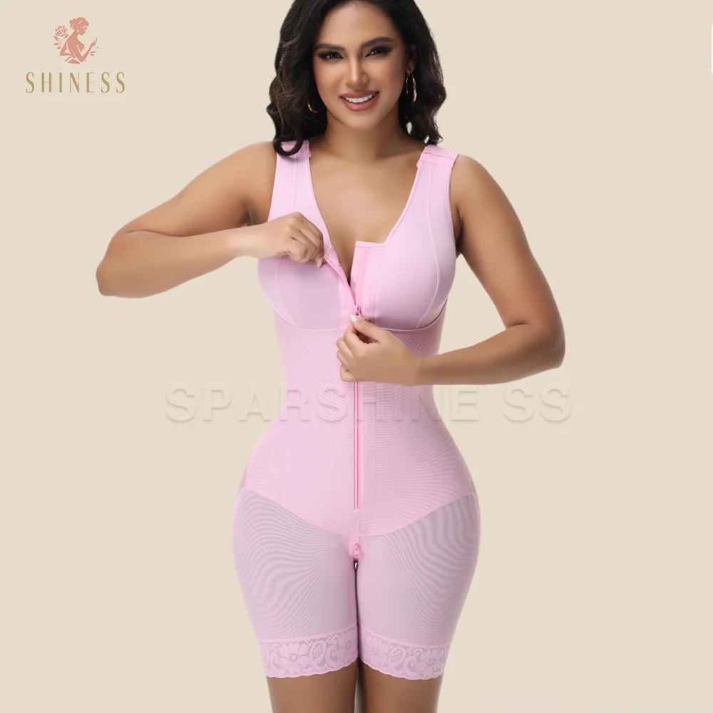 Women's Zipper Full Body Shaper Compression Corset Fajas Colombianas Shapewear for Daily Post-Surgical Use Waist Trainer Sheath