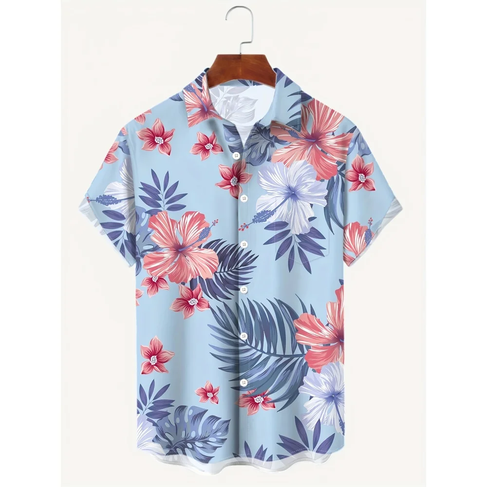 

Hawaiian Tropical Plant Palm Tree Leaves 3D Shirt Men's Summer Pattern Breathable Loose Beach Top Outdoor Casual Short Sleeve