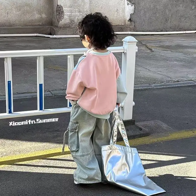 

Boys' Hoodie Spring and Autumn New Style Children's Long Sleeve Round Neck Letter Cotton Sportswear