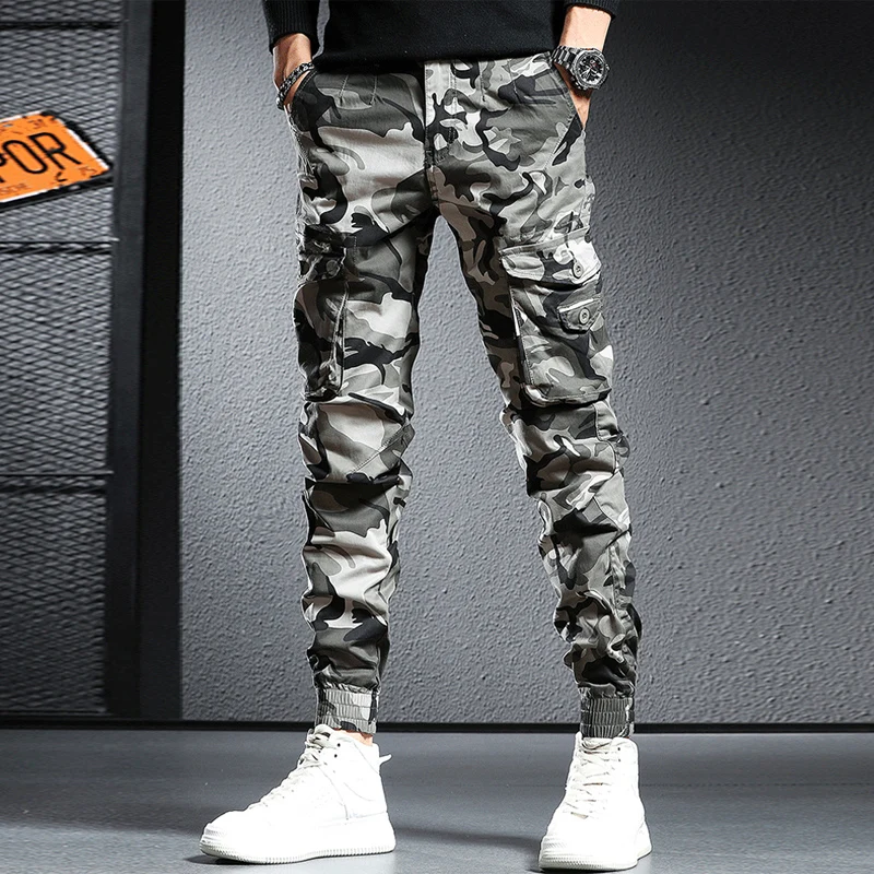 Fashion Streetwear Casual Pants Men Overall Slim Fit Big Pocket Leisure Cargo Pants Hombre Hip Hop Joggers Men Wide Leg Trousers