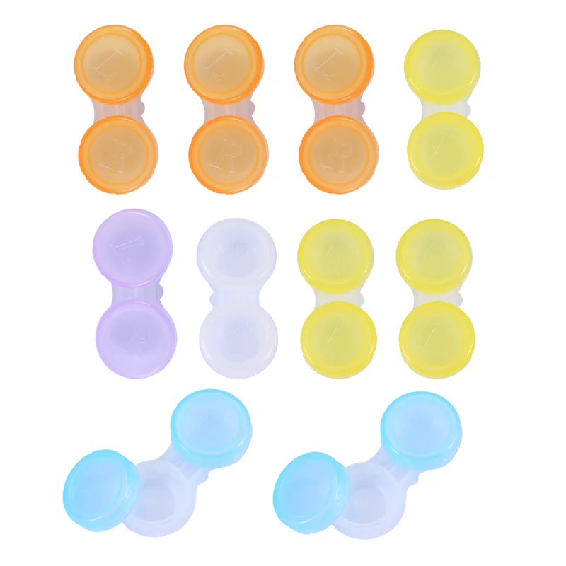 10 X Contact Lens Cases - Colour Coded L And R Soaking Storage Cases, Random Color (Multicolor)