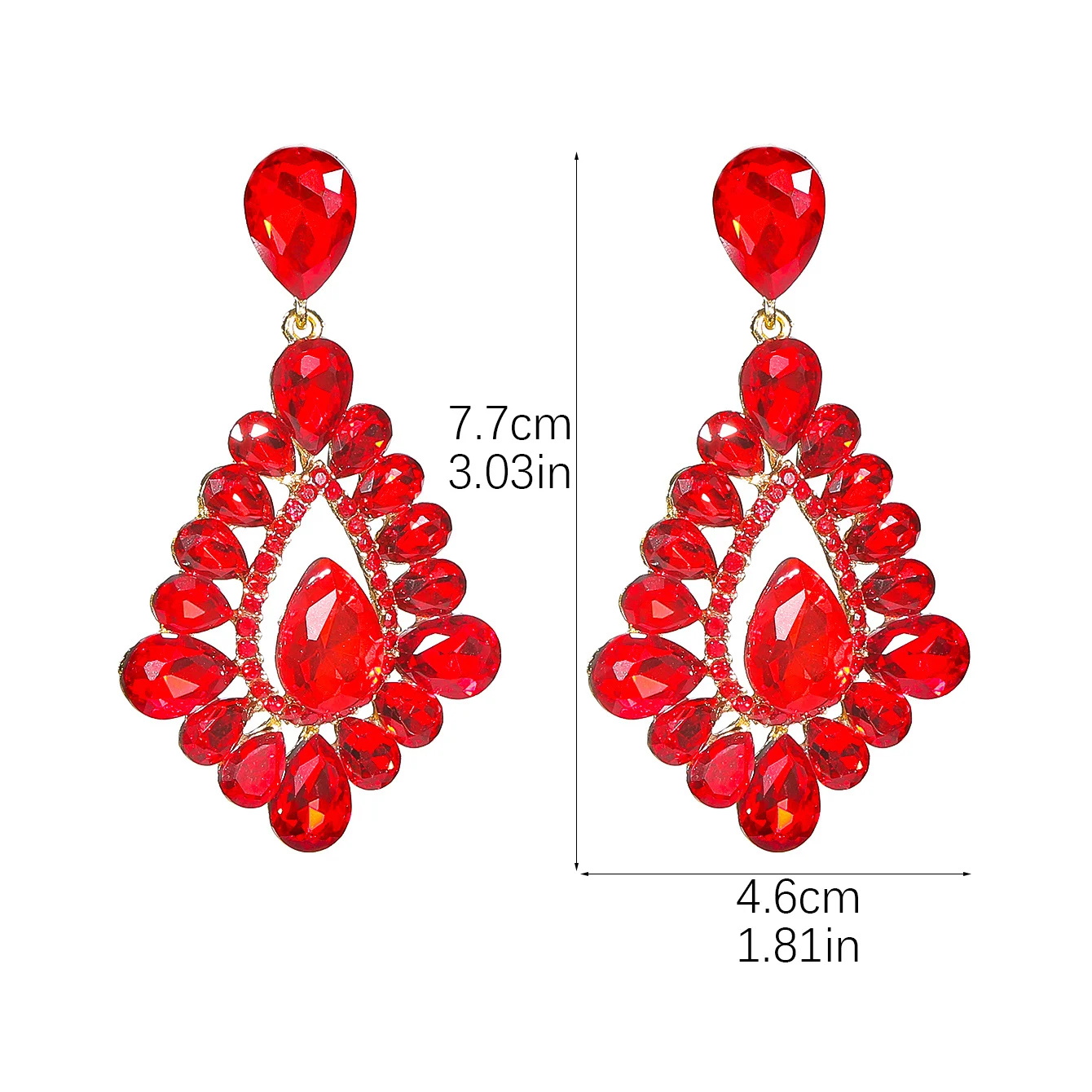 

Fashion retro colorful diamond drop-shaped pendant earrings female personality exaggerated luxury temperament earrings