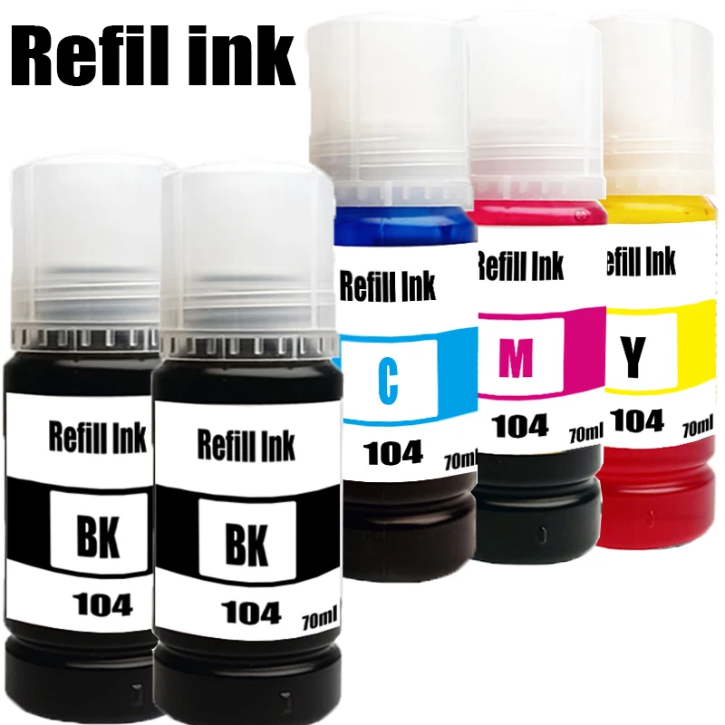 

104 Refill Dye Ink For Epson Eco Tank L1110 L3100 L3110 L3111 L3116 L3150 L3151 L3156 L3160 5190 Desktop Printer
