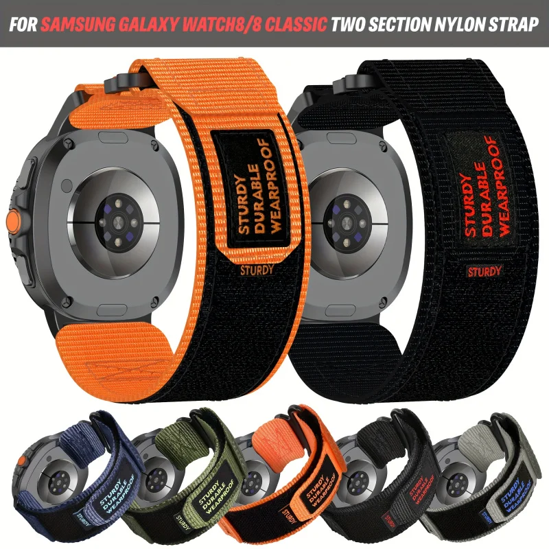 

Quick-Release Nylon Strap for Samsung Watch 8 Breathable Sweatproof Magic Tape Buckle Adjustable Size Unisex Comfort Fit