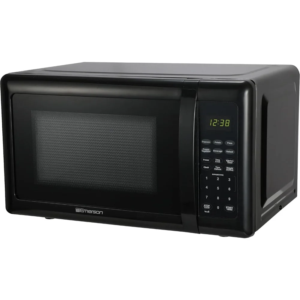 Compact Countertop Microwave Oven with Touch Control, LED Display, 700W, 10 Power Levels, 6 Auto Menus, Glass Turntable