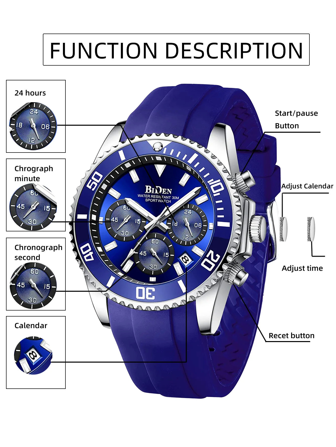 BIDEN Classic Green Watch For - đánh giá và giá Smartwatch Casual Watches For Men