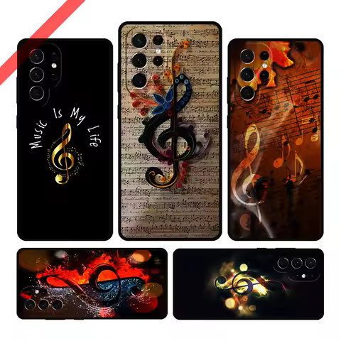 Music Notes Phone Case For Samsung Galaxy S20 FE S21 S10 S23 Plus S24 S22 Ultra Coque Note20 Note10 S9 S8 Cover Capa