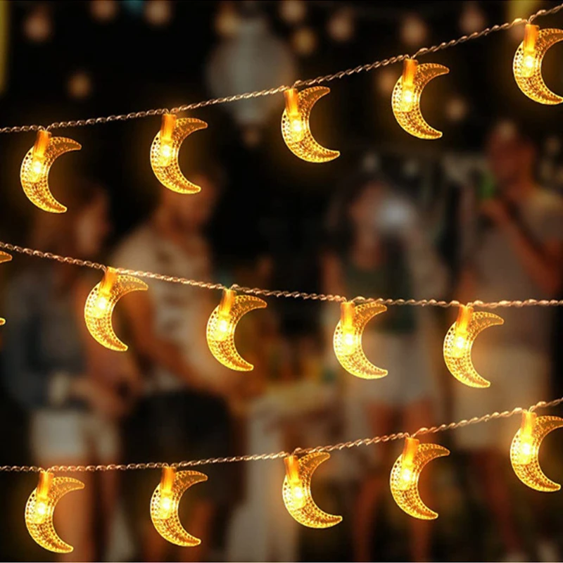 1.5M 10LED Eid Mubarak Star Moon Led String Lights Battery Operated Ramadan Home Decoration Islam Muslim Ramadan Kareem Supplies