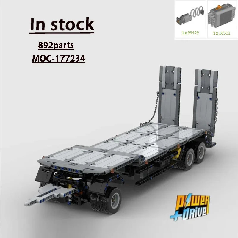 MOC-177234 Model ciężarówki z przyczepą transportową, klocki konstrukcyjne • 892 części MOC Kreatywne prezenty urodzinowe dla chłopców i dzieci