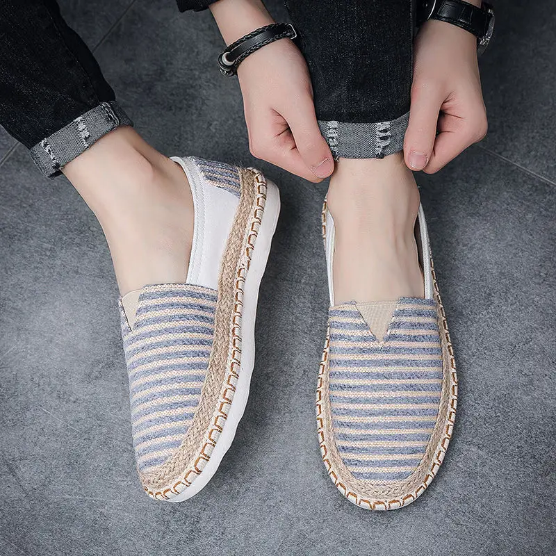 Sepatu Kasual Pria Slip-on Kanvas Musim Panas Model Rendah Warna Cokelat Murah Likuidasi Tanpa Kulit untuk Jalan Santai, Kerja, dan Santai