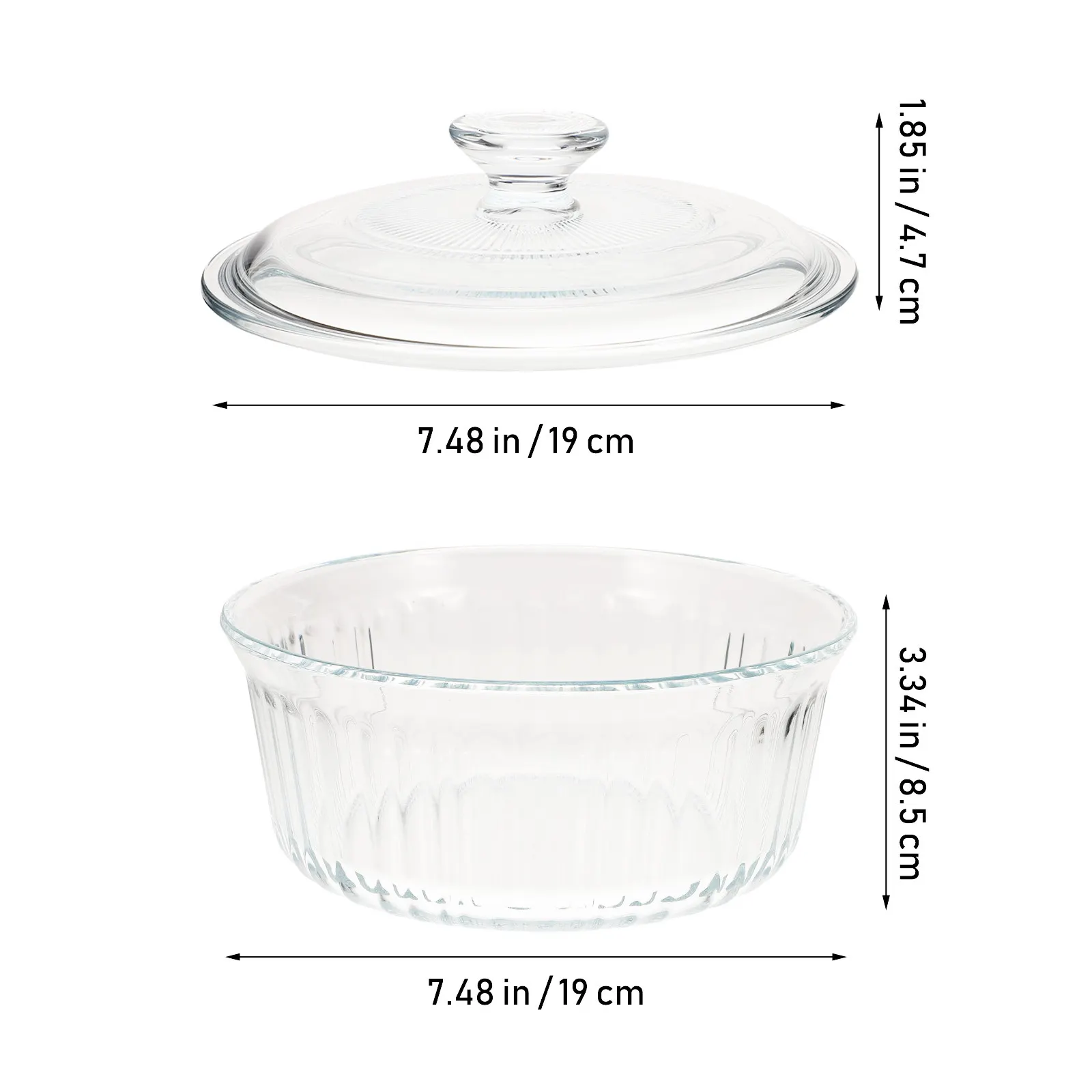 Round Glass Casserole Dish Clear Set Oven Safe Glass Bakeware Sealed Lid Cooking Pot High Transparency Even Heating view 4