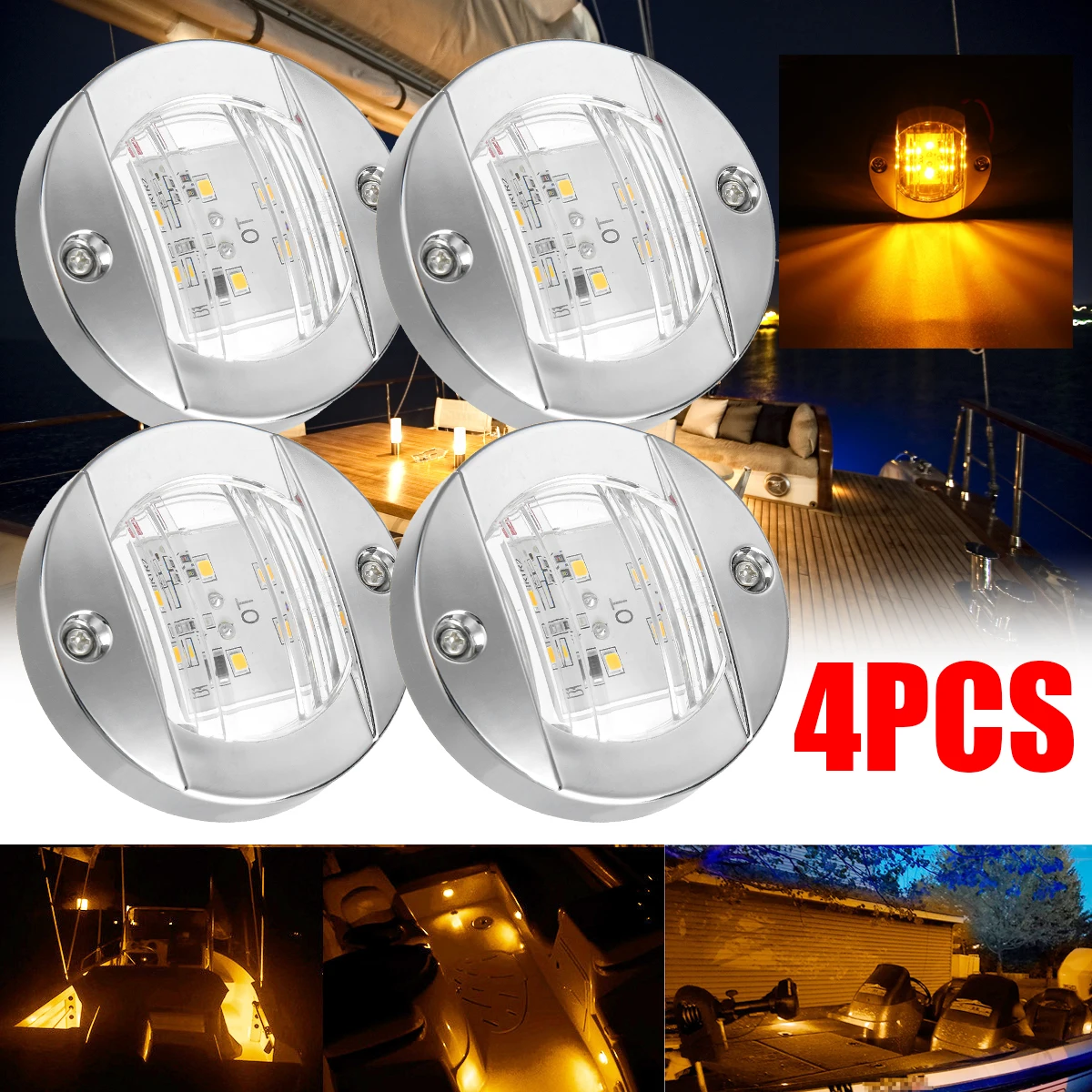 

4/2/1PCS 12V Marine Boat Transom LED Stern Light Round Tail Lamp Waterproof IP67 Yacht Side Marker Courtesy Lights