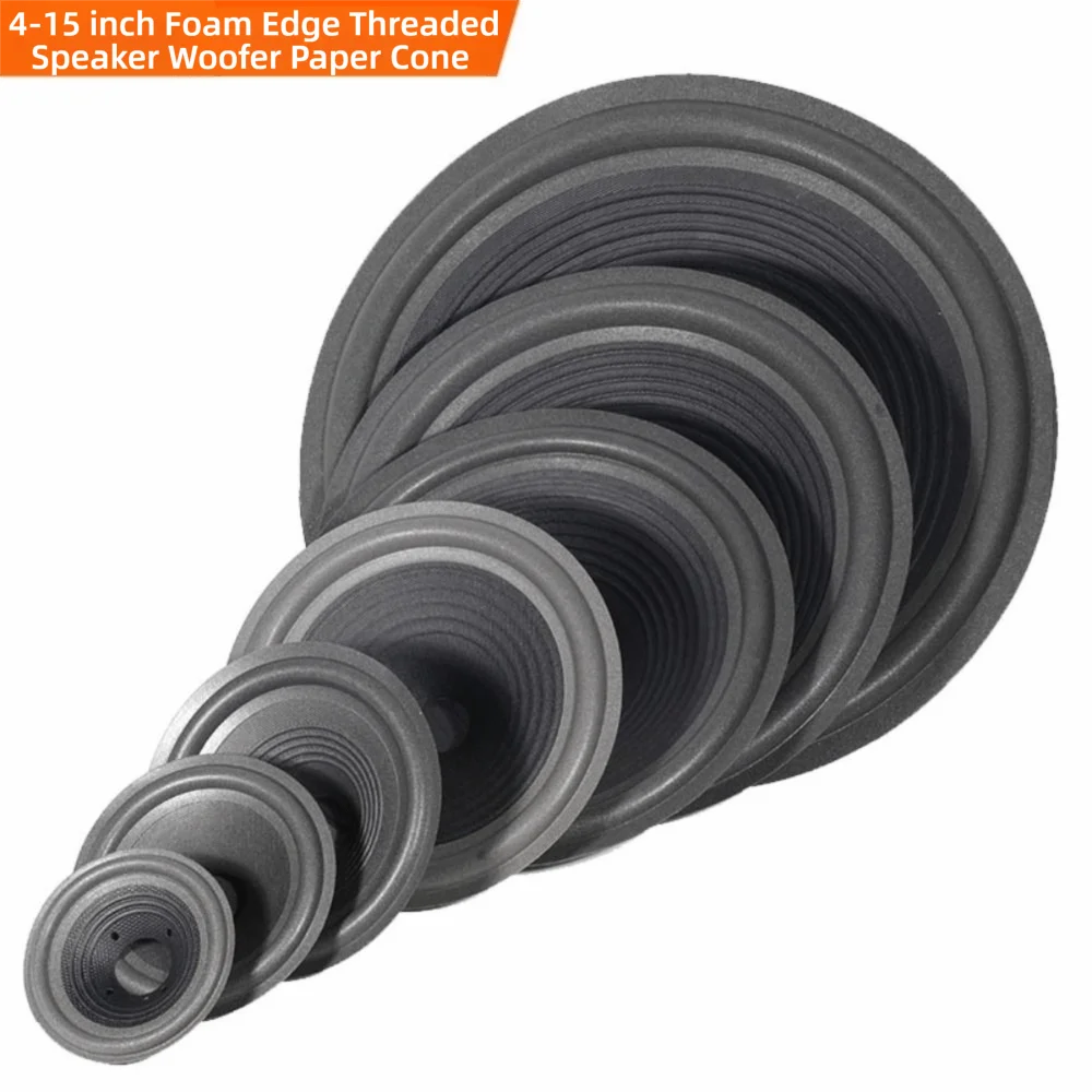 4/5/6.5/8/10/12/15 Inch Speaker Woofer Paper Cone Conical Shape Foam Edge Speaker Cone Thread Design Drum Paper Repair Use