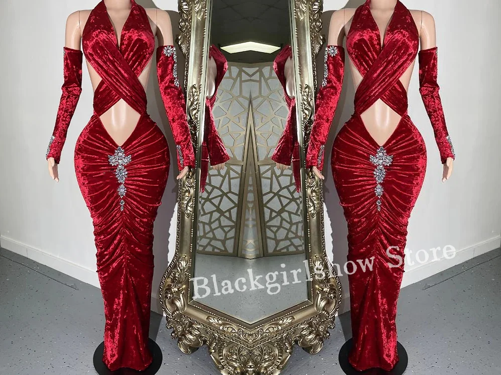 Robe de Rhsirène dos nu sexy pour filles, bretelles croisées, perles de cristal, noir, bordeaux, fête d'anniversaire, soirée, 2025