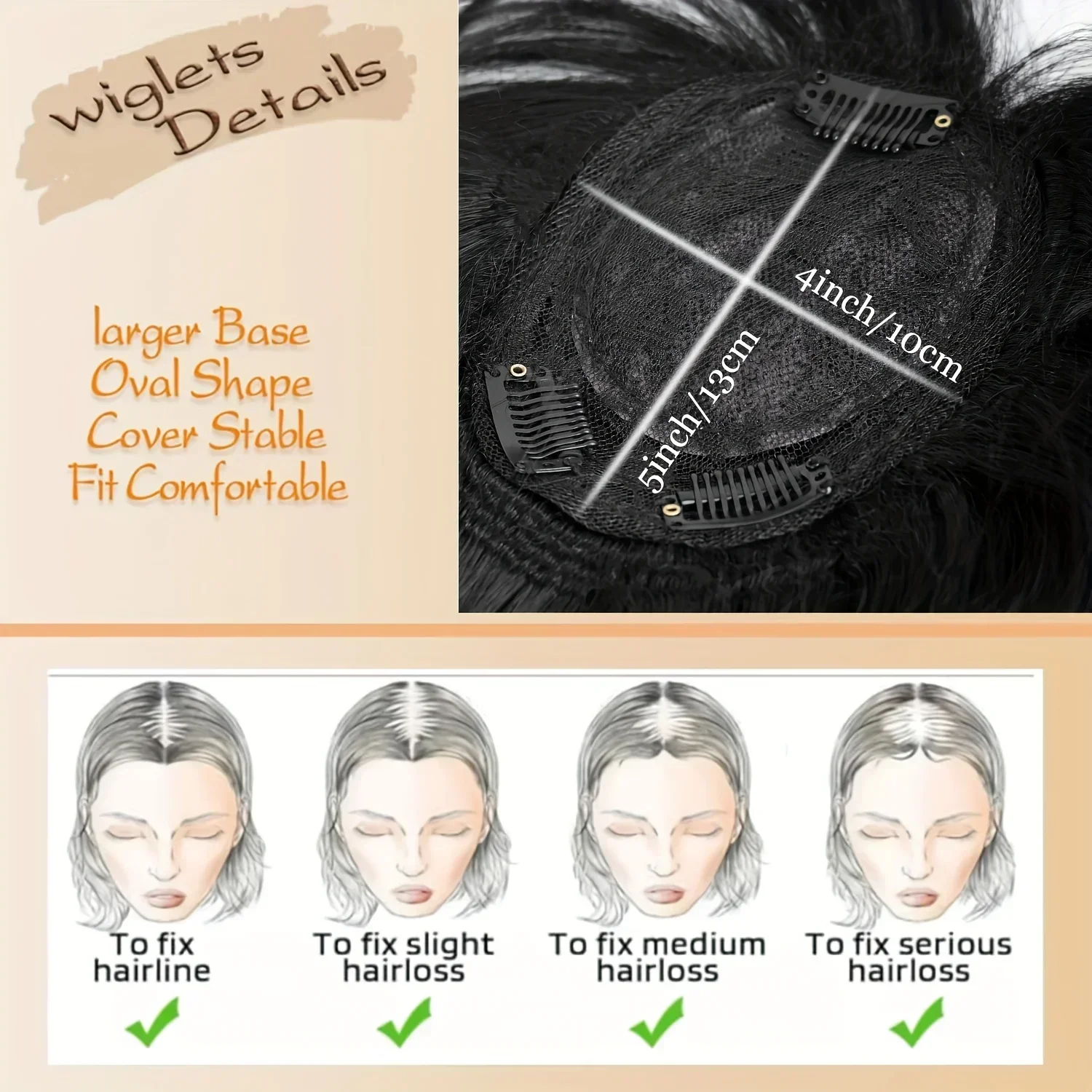 14 - Inch Wavy Hair Toppers for Women: Synthetic Wiglets with Bangs - Clip - In Hair Pieces for Seamless Volume and Style