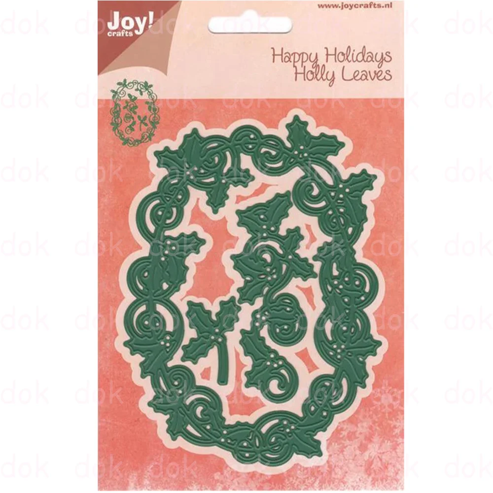 

Happy Holidays Holly Leaves Oval Metal Cutting Dies Stencil Die Cut For DIY Scrapbooking Album Embossing Paper Card Embossing