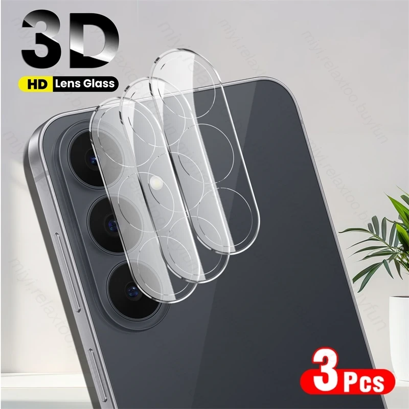 3Pcs 3D Curved Camera Protector Cap Cover for Samsung Galaxy S26 FE S 26FE S26FE 5G 2026 Clear Crystal Tempered Glass Lens Films