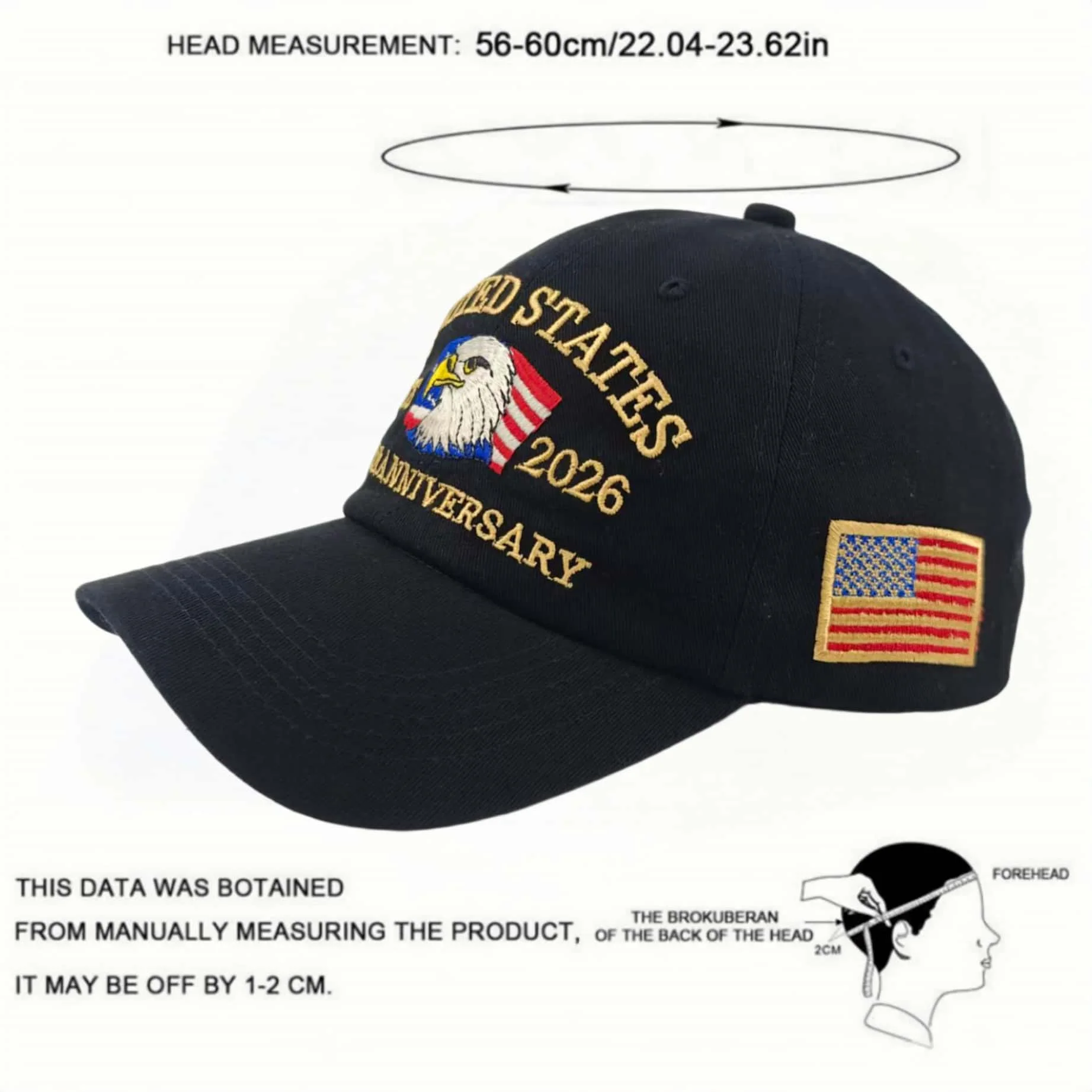 Patriotic Commemorative Baseball Cap USA 250th Anniversary Bald Eagle Flag Embroidery Unisex Outdoor Sun Protection Hat