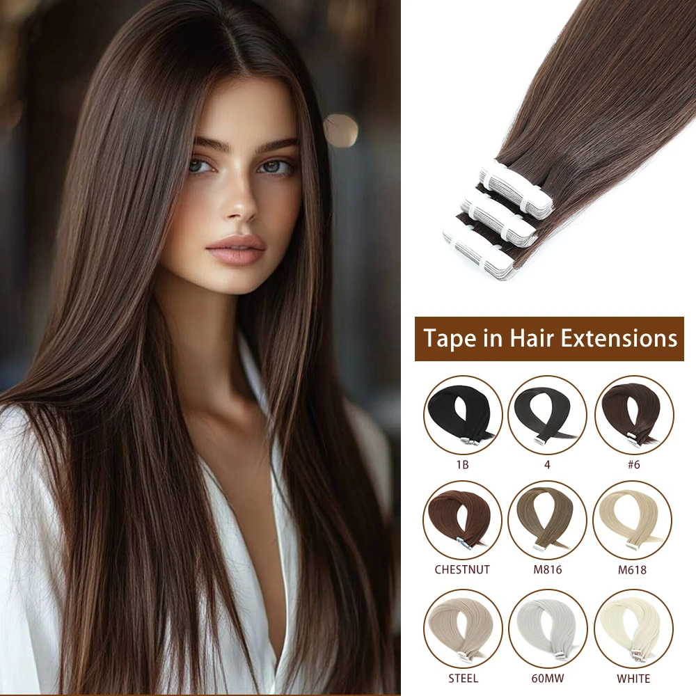 

Синтетическая лента для наращивания волос, 20 шт., натуральная бесшовная клейкая лента для наращивания волос для женщин, черный, коричневый, розовый, синий