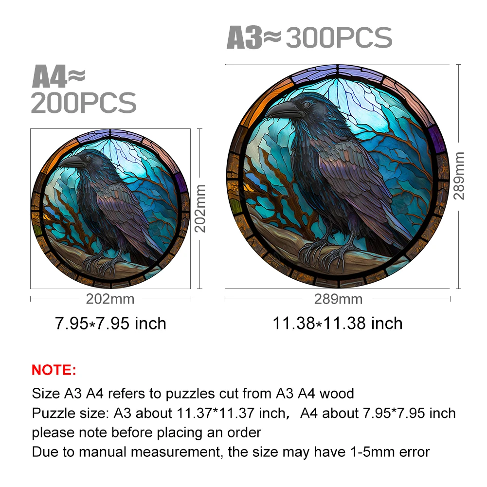 Misterioso Puzzle in legno dipinto uccello nero divertente giocattolo Puzzle in legno animale giochi intelligenti Puzzle a forma rotonda miglior regalo per bambini