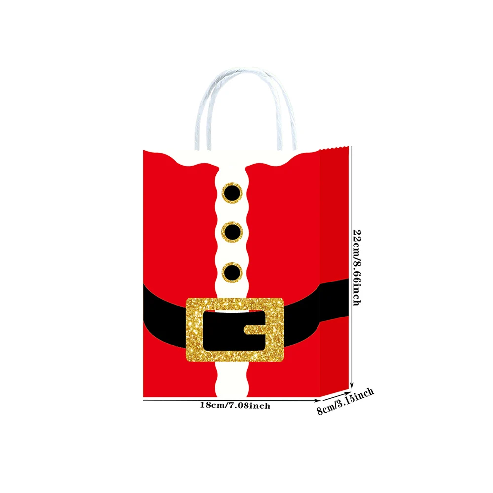 4/20/40 قطعة عيد الميلاد كرافت حقائب للهدايا مع مقابض سانتا كلوز عيد ميلاد سعيد أكياس ورقية لقضاء عطلة حفلة المفضلة شنطة هدايا #2