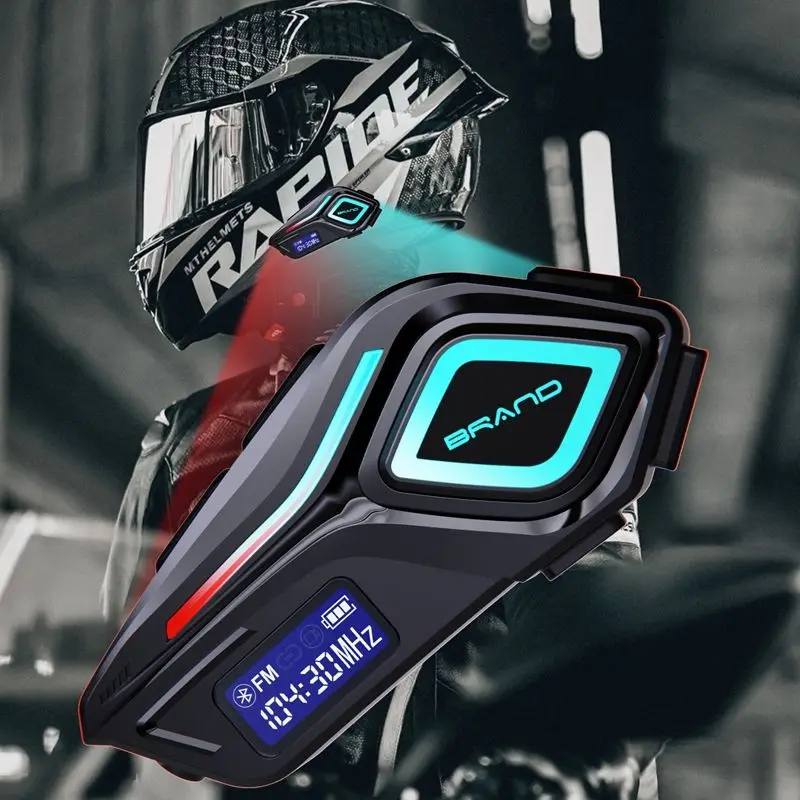 

RGB Wireless BT5.4 Ear-hook Helmet Earphones Digital Display Battery Indicator IPX-6 Waterproof Flashlight Voice for riding