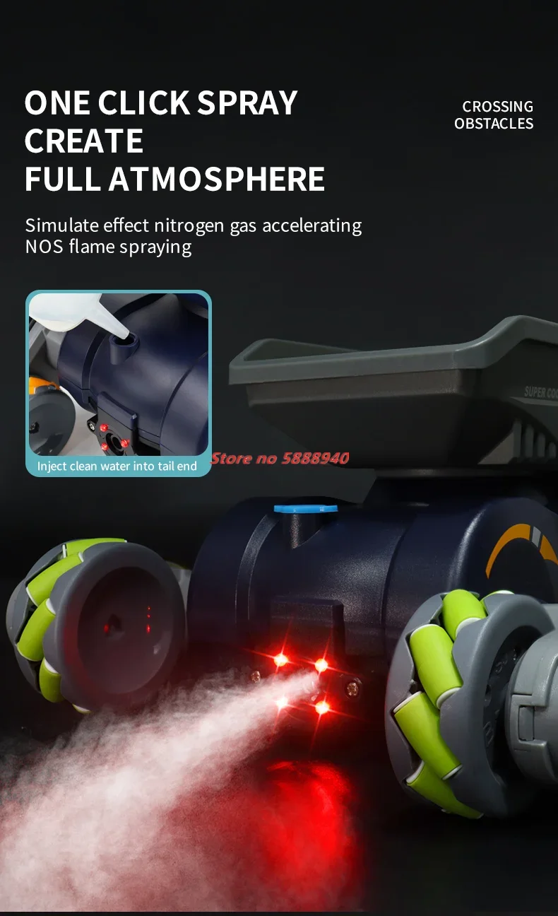 2.4G Orologio di Controllo Robot Auto Musica Luci Fredde Spruzzo D'acqua Braccio Oscillante Auto Acrobatica 2.4G 4WD RC Drift Car Auto di Controllo Remoto giocattolo Gif
