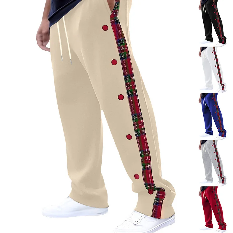 

Men's Casual Pants Four Button Contrast Color Loose Fit Long Trousers Youthful Spring Autumn Wear Daily Comfortable Leisure