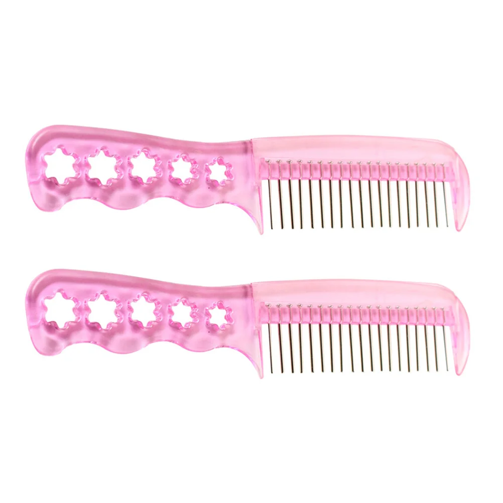 2 pçs perucas rosa pente escova de extensão de cabelo anti-estático cabeleireiro aço encaracolado