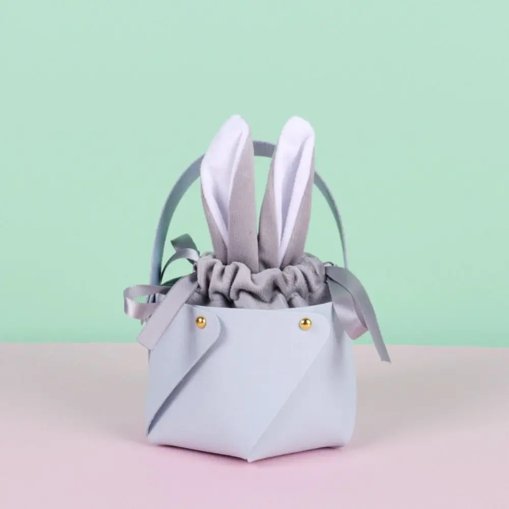 Creative Leather Easter Bunny Bags Rabbit Soild Color Candy Bags Bunny Ears Gift Packing Bag Wedding