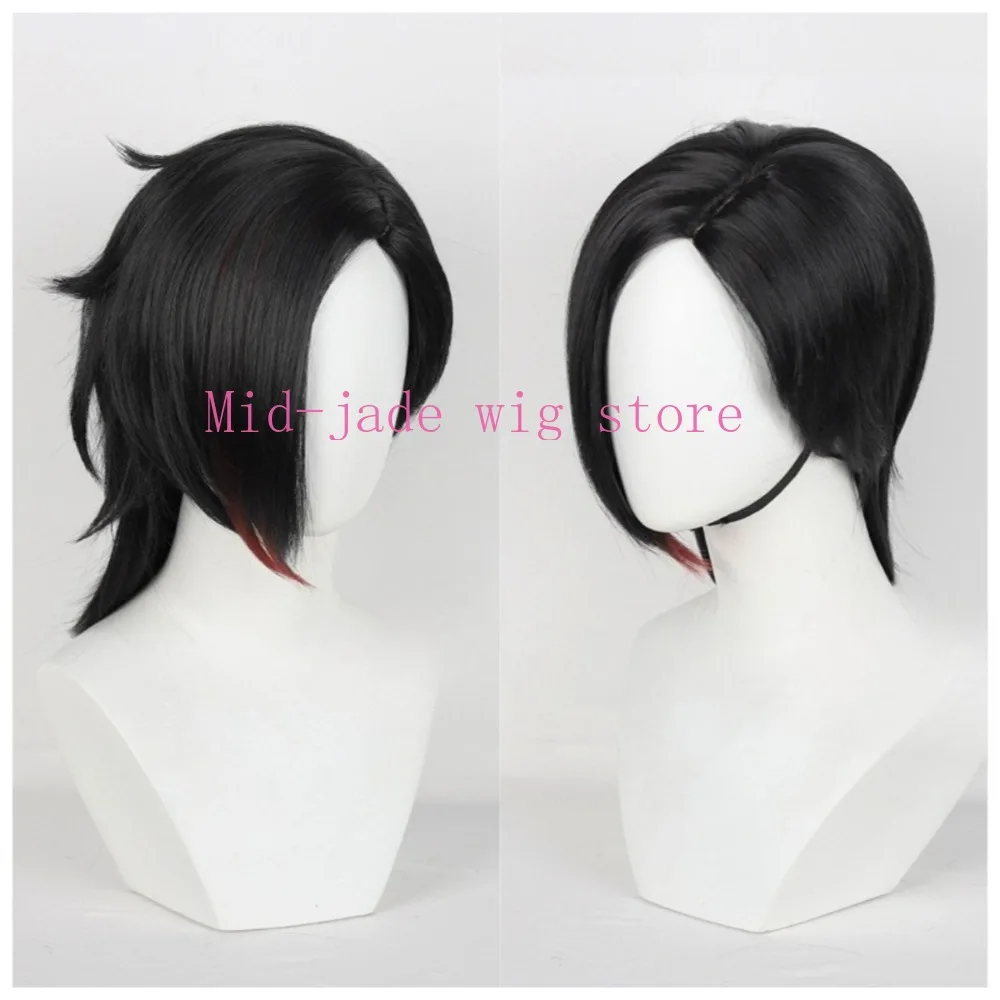 Game Character Vi Black Fist Version Cosplay Wig Red Black Gradient Synthetic Hair Side Part Style Convention Stage Performance