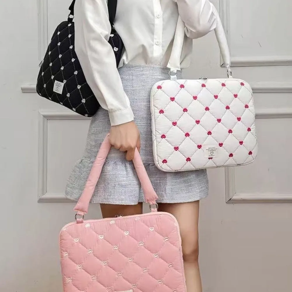 

Fashion 15.6inch Laptop Bag Love Embroidery Shockproof Laptop Sleeve Shoulder Straps Portable Laptop Case Travel