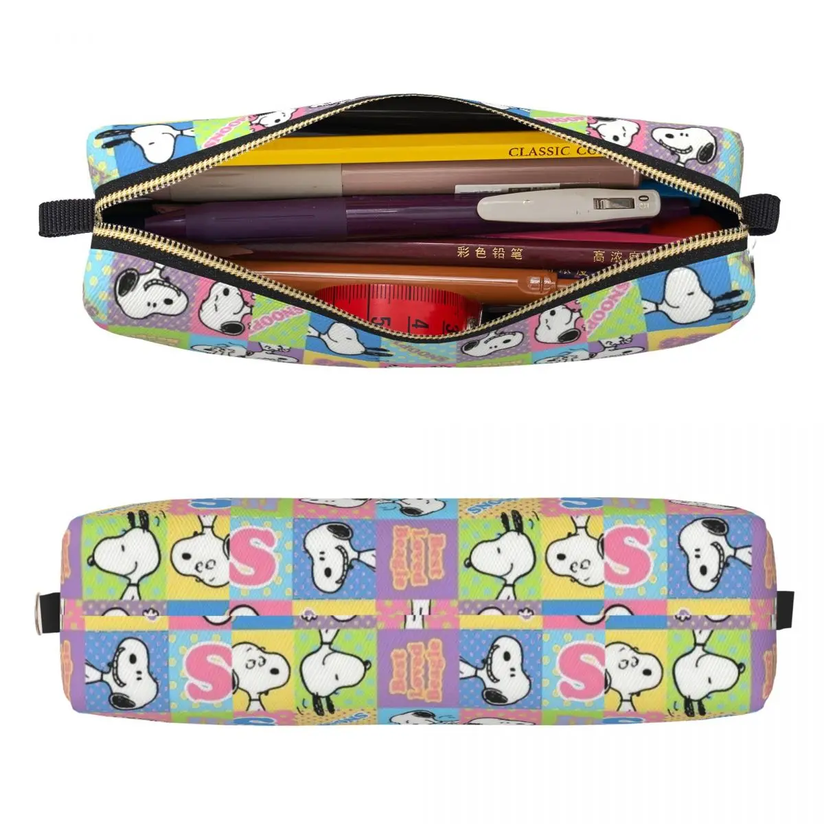 스누피 만화 개 연필 케이스 패션 펜 가방 어린이 대용량 사무실 선물 연필 주머니