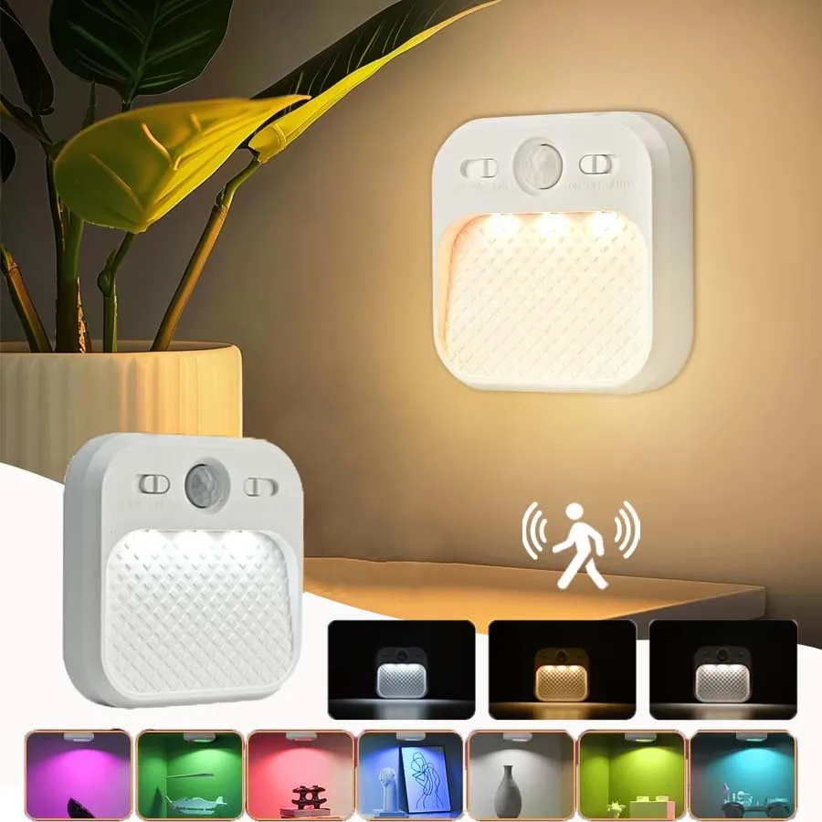 

3/7colors Mini LED Night Light with Motion Sensor Rechargeable Magnetic Night Lamp for Bedroom Cabinet Hallway Stairs Lights