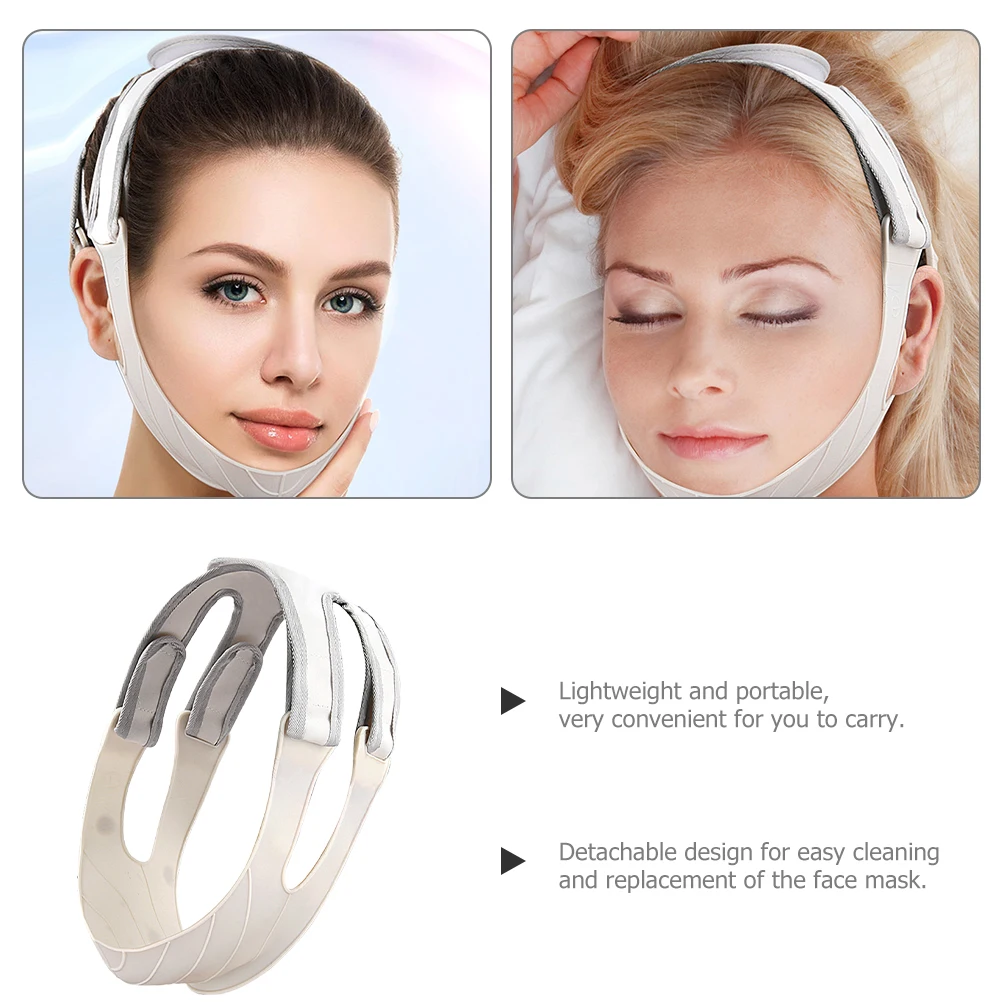 取り外し可能な滑り止めシリコンマスク V 字型フェイスストラップ あご痩身ベルト 美容ツール 軽量 ポータブル ダブルリフティング用